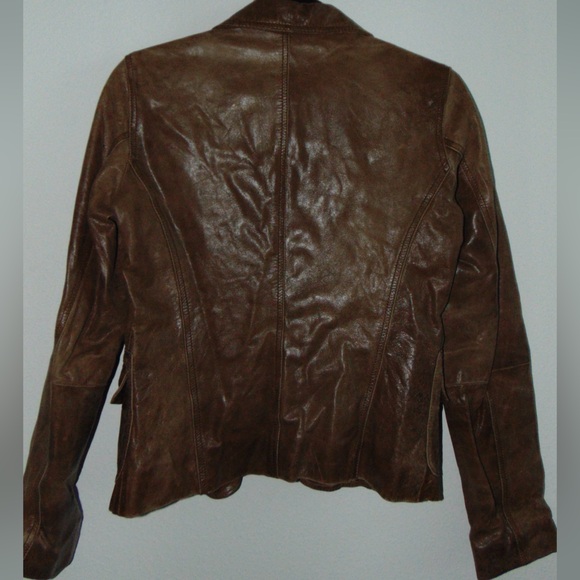 Promod Brown Leather Blazer - Picture 2 of 4